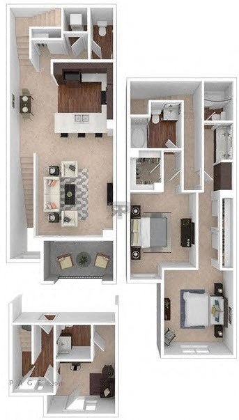 Floor plan for 2 beds, 2.5 baths, 1765 sqft